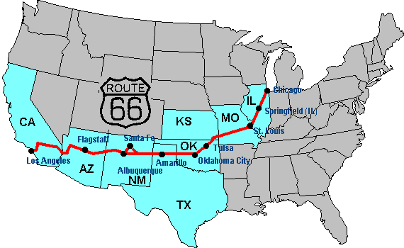 Resultado de imagen de route 66 map